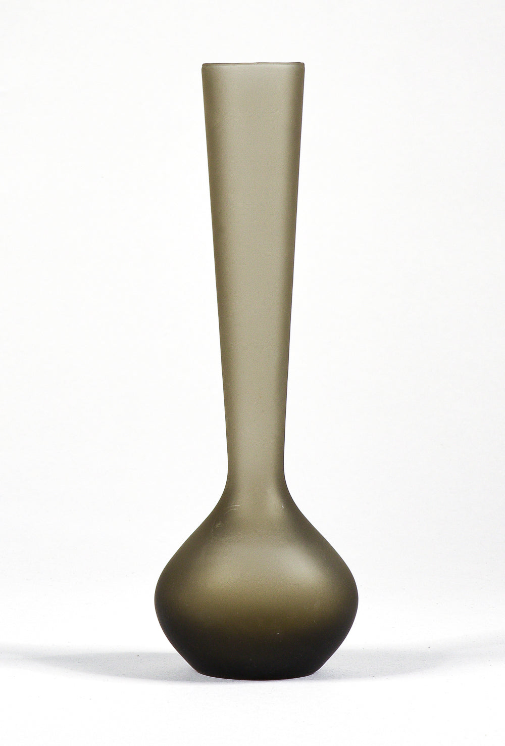 Vaso portafiori vero satinato grigio fumè Murano 1950