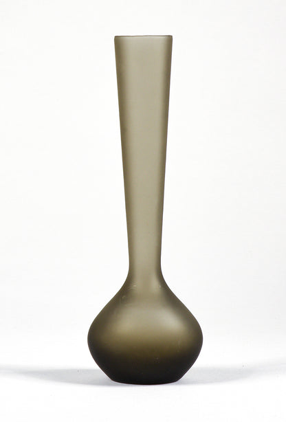 Vaso portafiori vero satinato grigio fumè Murano 1950