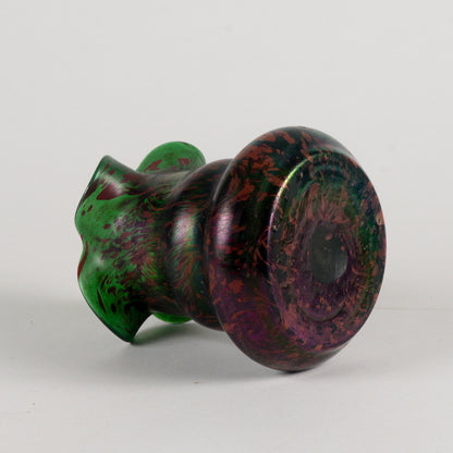 Vaso in vetro verde e viola dipinto epoca inizio XX secolo