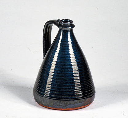 Vaso bottiglia in terracotta smaltato blu  firma Luigi Gaudenzi Fratte Rosa  (Ps)  1970