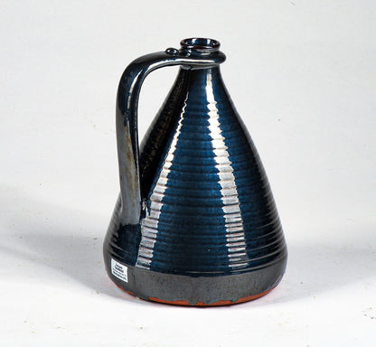 Vaso bottiglia in terracotta smaltato blu  firma Luigi Gaudenzi Fratte Rosa  (Ps)  1970
