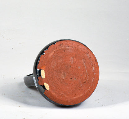 Vaso bottiglia in terracotta smaltato blu  firma Luigi Gaudenzi Fratte Rosa  (Ps)  1970