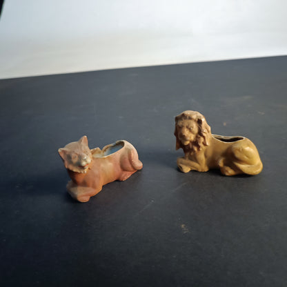 Coppia di animali in terracotta leone e  tigre epoca primi 900