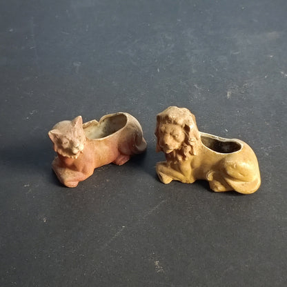 Coppia di animali in terracotta leone e  tigre epoca primi 900