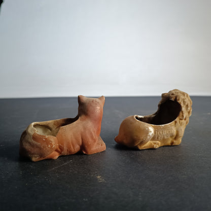 Coppia di animali in terracotta leone e  tigre epoca primi 900