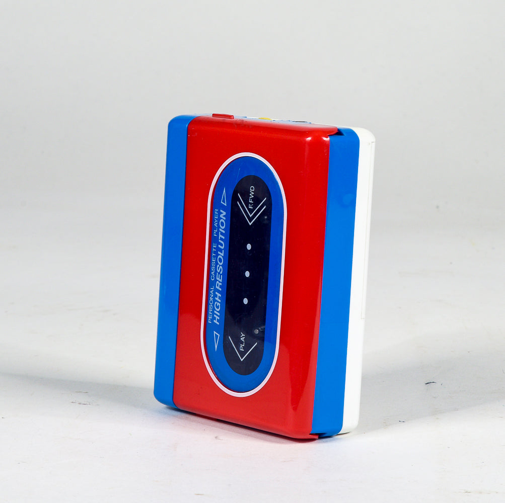Wolkman per cassette in plastica rosso blu e bianco con tre tasti 1980