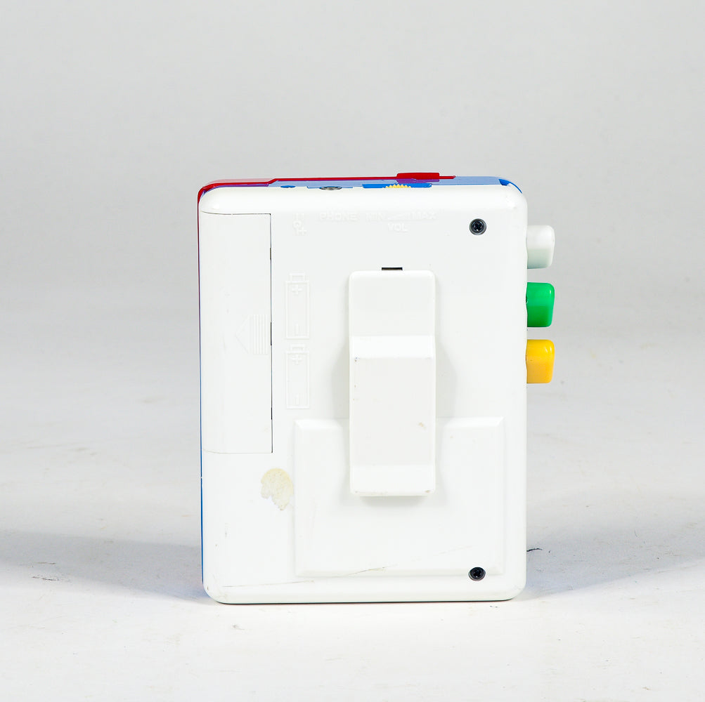 Wolkman per cassette in plastica rosso blu e bianco con tre tasti 1980