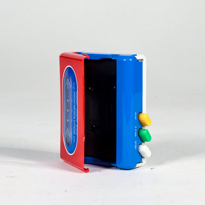 Wolkman per cassette in plastica rosso blu e bianco con tre tasti 1980