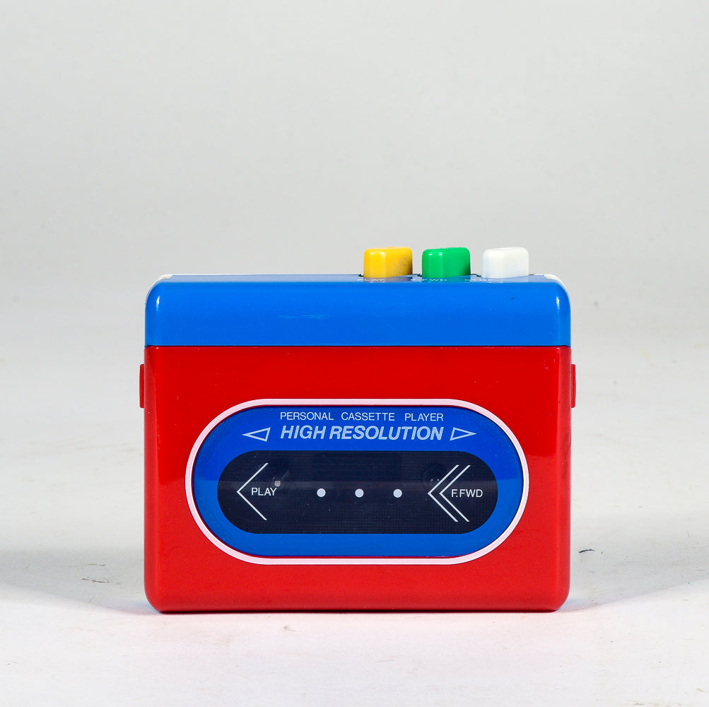 Wolkman per cassette in plastica rosso blu e bianco con tre tasti 1980