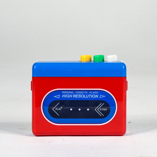 Wolkman per cassette in plastica rosso blu e bianco con tre tasti 1980