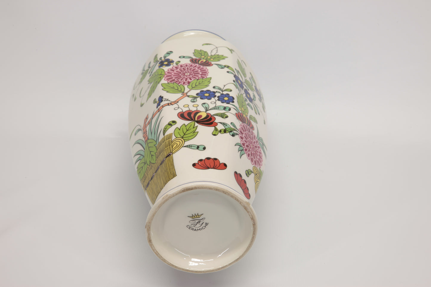 Vaso in ceramica con decoro stile Faenza Italia 1980