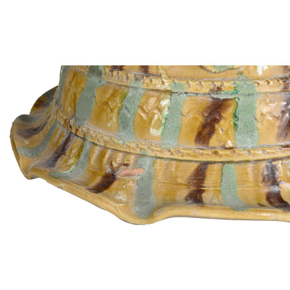 COPPIA DI PORTA-VASI IN TERRACOTTA SMALTATA E LAVORATA ITALIA PRIMO 900