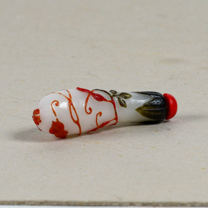Boccetta Da Fiuto Cinese Snuff Bottle In Vetro Finemente Decorata