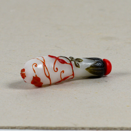 Boccetta Da Fiuto Cinese Snuff Bottle In Vetro Finemente Decorata