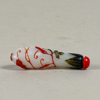 Boccetta Da Fiuto Cinese Snuff Bottle In Vetro Finemente Decorata