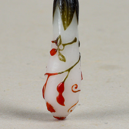 Boccetta Da Fiuto Cinese Snuff Bottle In Vetro Finemente Decorata