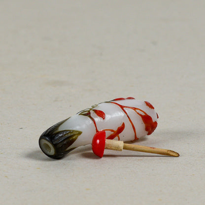 Boccetta Da Fiuto Cinese Snuff Bottle In Vetro Finemente Decorata