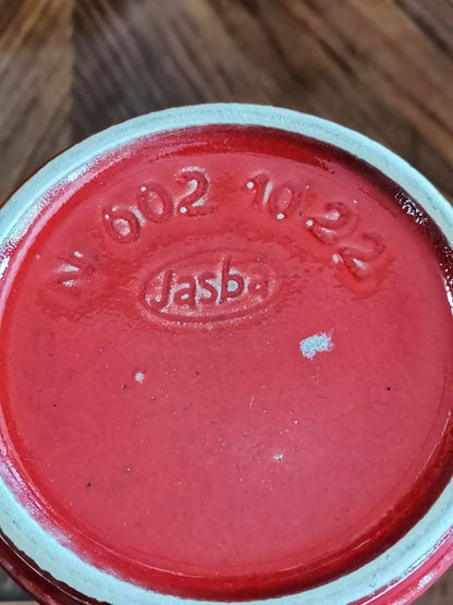 Vaso in ceramica rosso e verde marcato Jasba Germania 1960.