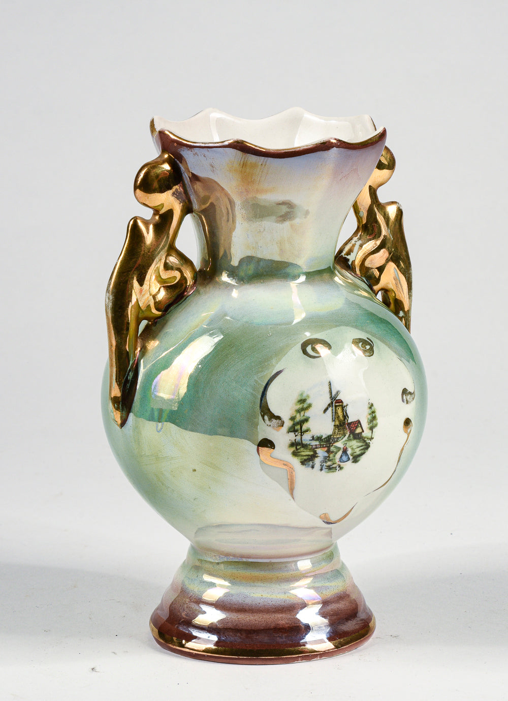 anfora in porcellana smaltata cangiante ceramica Gualdo Tadino 1950