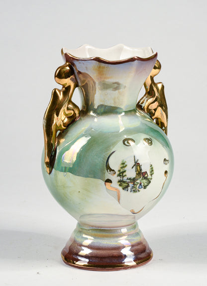 anfora in porcellana smaltata cangiante ceramica Gualdo Tadino 1950