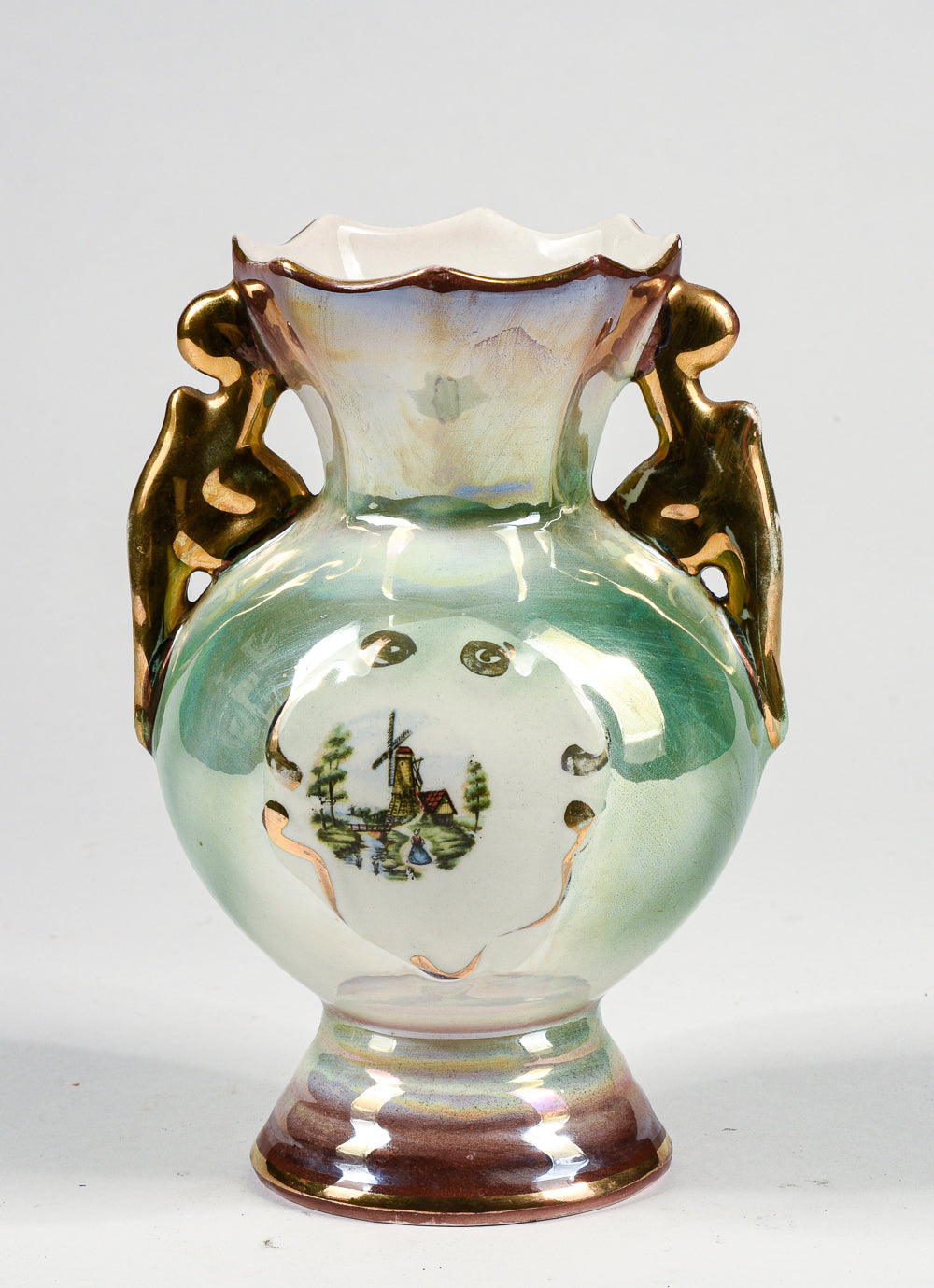 anfora in porcellana smaltata cangiante ceramica Gualdo Tadino 1950
