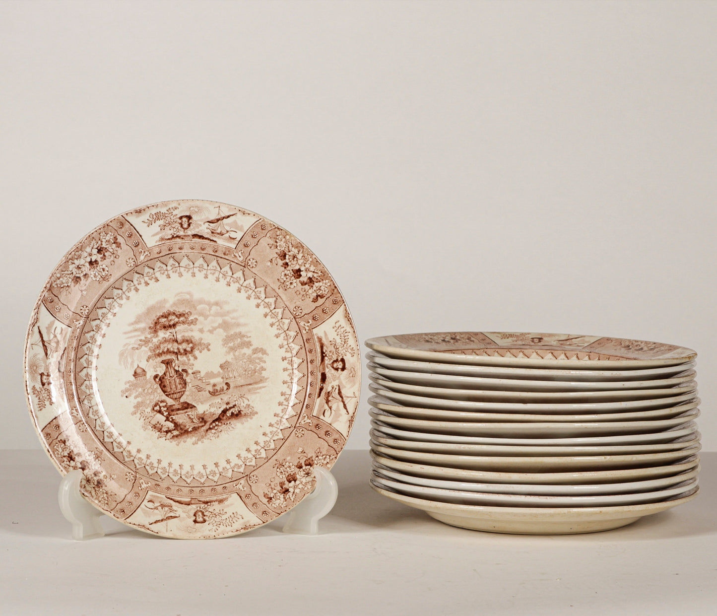 Servizio  di piatti  piani 22 pezzi ceramica marcata Canova Stone Ware by Thomas Mayer Staffordshire 1830