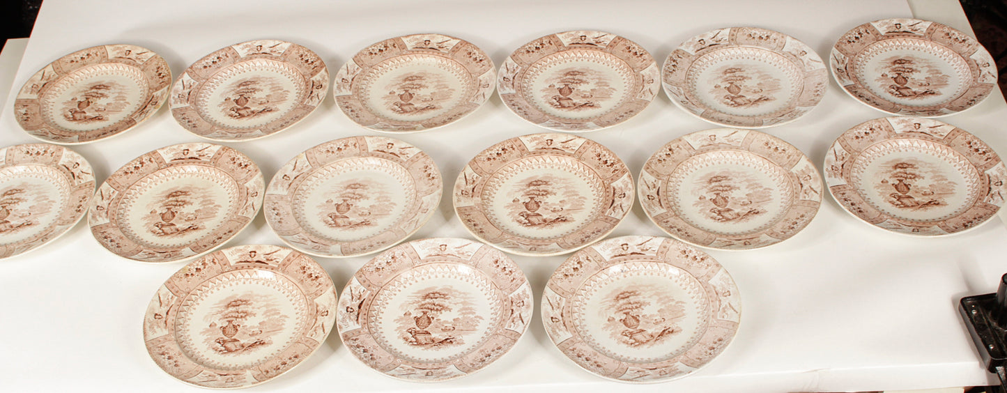 Servizio  di piatti  piani 22 pezzi ceramica marcata Canova Stone Ware by Thomas Mayer Staffordshire 1830