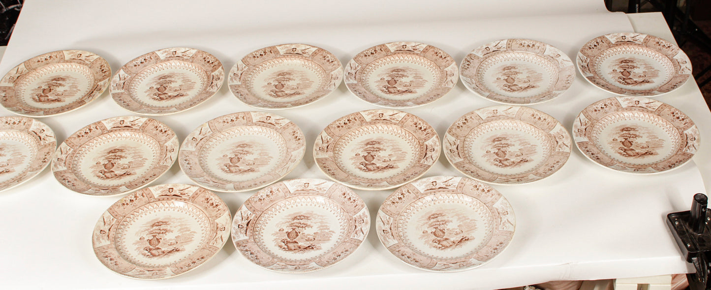 Servizio  di piatti  piani 22 pezzi ceramica marcata Canova Stone Ware by Thomas Mayer Staffordshire 1830