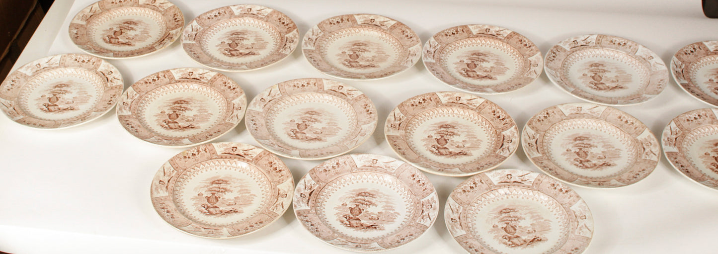 Servizio  di piatti  piani 22 pezzi ceramica marcata Canova Stone Ware by Thomas Mayer Staffordshire 1830