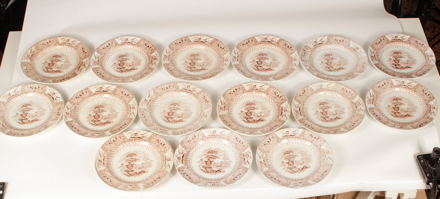 Servizio  di piatti  piani 22 pezzi ceramica marcata Canova Stone Ware by Thomas Mayer Staffordshire 1830