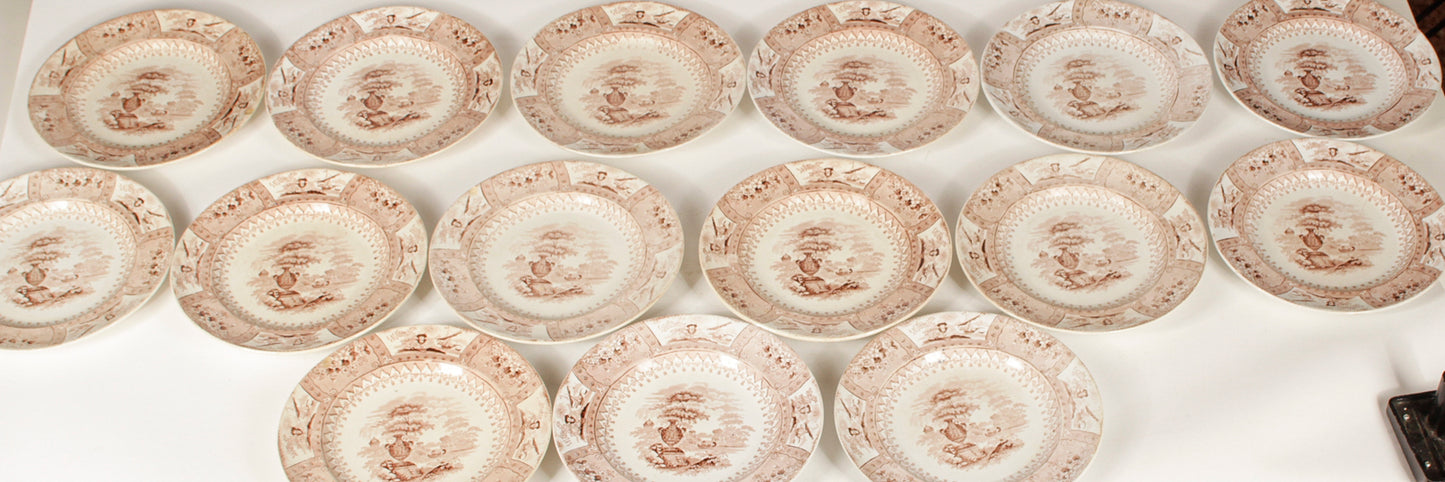 Servizio  di piatti  piani 22 pezzi ceramica marcata Canova Stone Ware by Thomas Mayer Staffordshire 1830