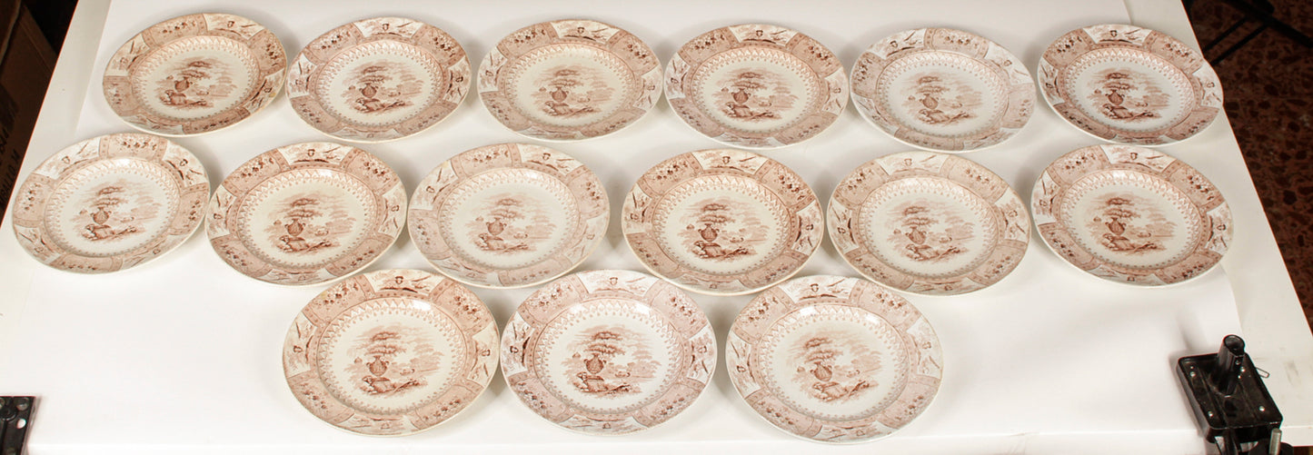 Servizio  di piatti  piani 22 pezzi ceramica marcata Canova Stone Ware by Thomas Mayer Staffordshire 1830