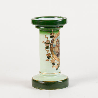 base opalina colonna decorata oro e verde alzatina