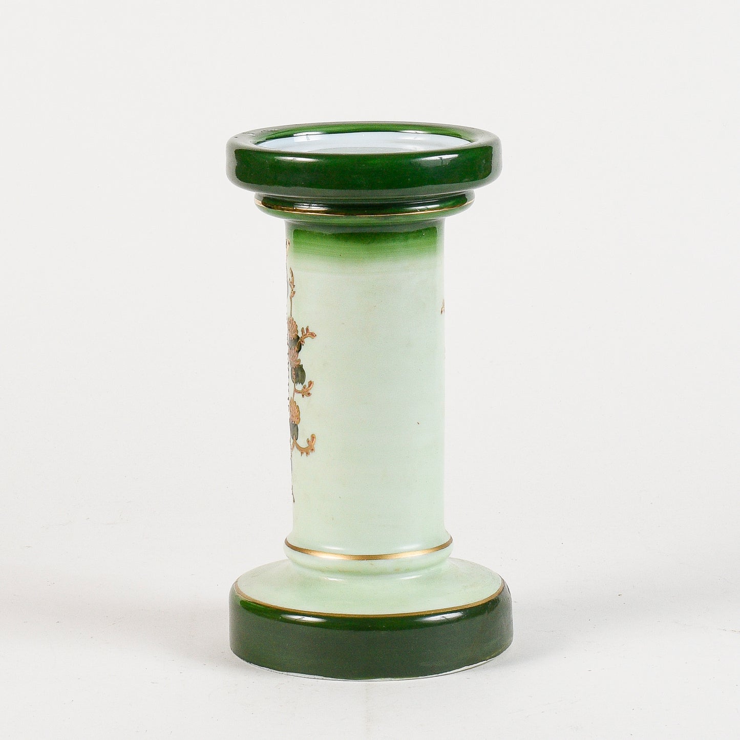base opalina colonna decorata oro e verde alzatina