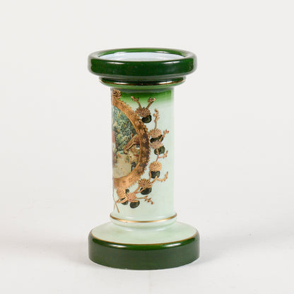base opalina colonna decorata oro e verde alzatina