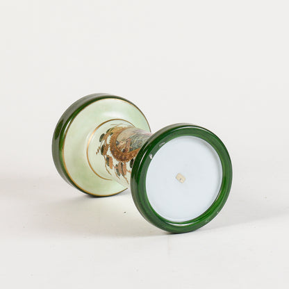 base opalina colonna decorata oro e verde alzatina