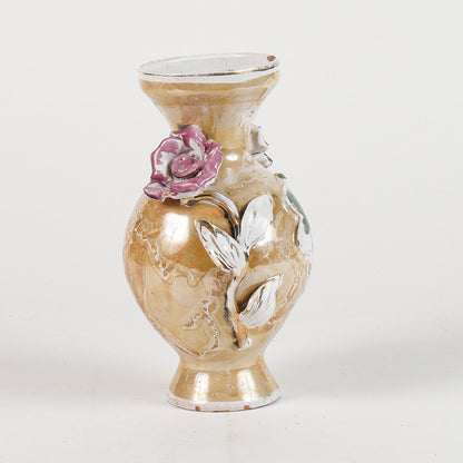 vaso in ceramica con decori floreali smalto a lustro