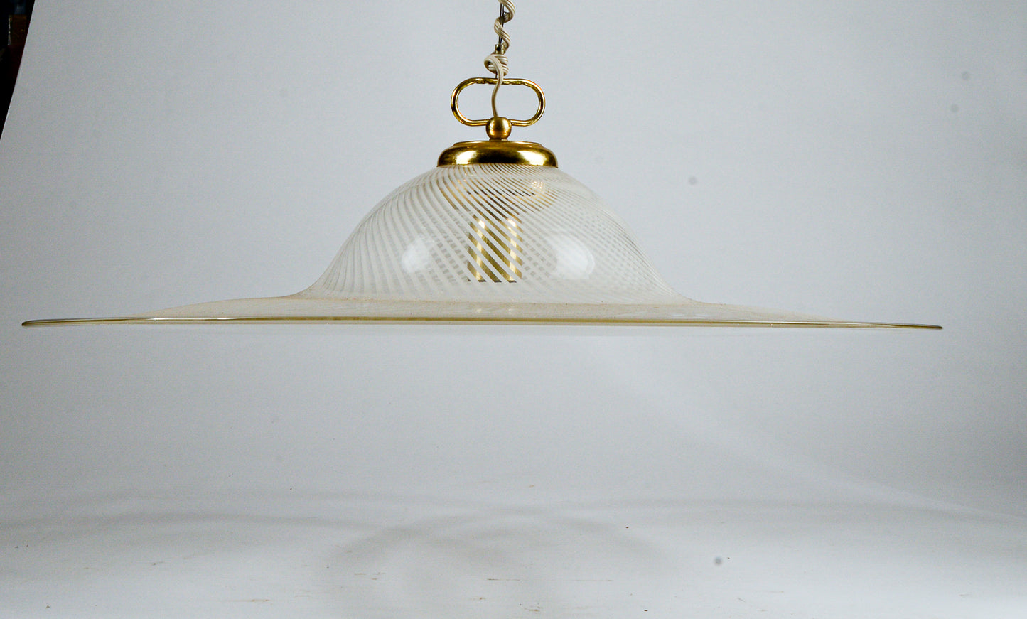 Lampadario Lampada Da Soffitto In Vetro Di Murano Spirale Bianco E Trasparente Italia Anni 80