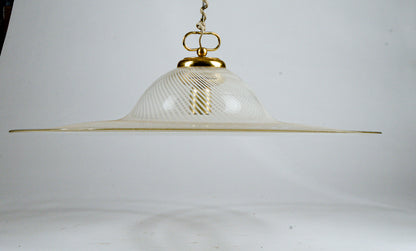 Lampadario Lampada Da Soffitto In Vetro Di Murano Spirale Bianco E Trasparente Italia Anni 80
