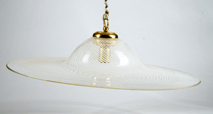 Lampadario Lampada Da Soffitto In Vetro Di Murano Spirale Bianco E Trasparente Italia Anni 80