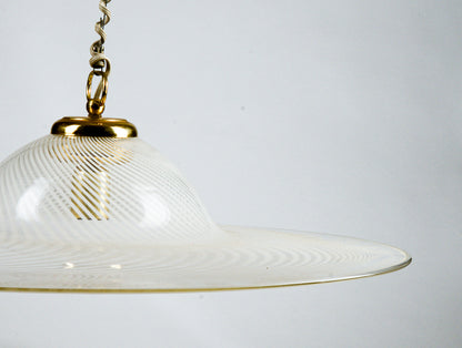 Lampadario Lampada Da Soffitto In Vetro Di Murano Spirale Bianco E Trasparente Italia Anni 80
