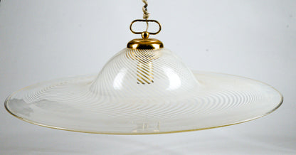Lampadario Lampada Da Soffitto In Vetro Di Murano Spirale Bianco E Trasparente Italia Anni 80
