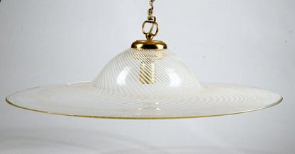 Lampadario Lampada Da Soffitto In Vetro Di Murano Spirale Bianco E Trasparente Italia Anni 80