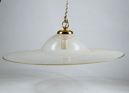 Lampadario Lampada Da Soffitto In Vetro Di Murano Spirale Bianco E Trasparente Italia Anni 80