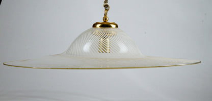 Lampadario Lampada Da Soffitto In Vetro Di Murano Spirale Bianco E Trasparente Italia Anni 80