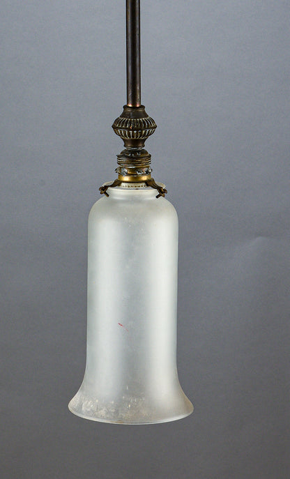 Lampadario da soffitto ottone e vetro satinato Italia epoca 1930