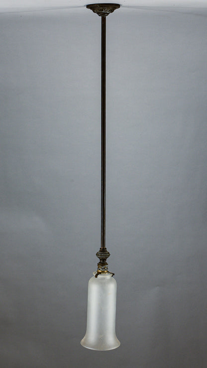Lampadario da soffitto ottone e vetro satinato Italia epoca 1930