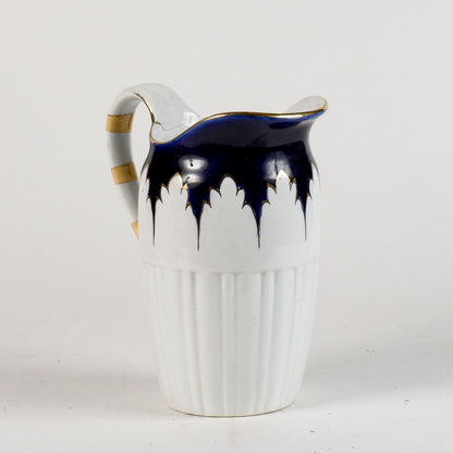 brocca in ceramica con decori oro e blu marcata S.C. Richard