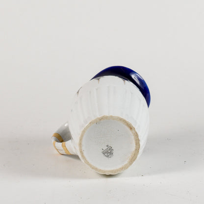 brocca in ceramica con decori oro e blu marcata S.C. Richard