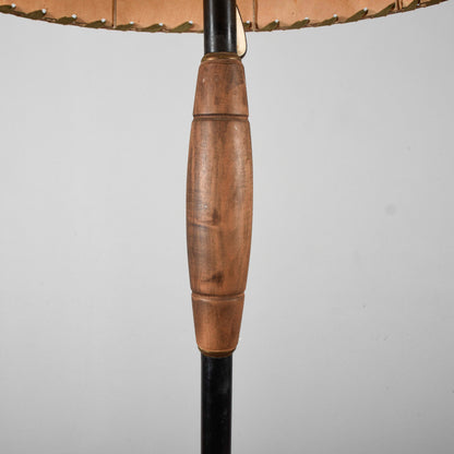 Lampada piantana da terra art deco stile Stilnovo paralume in carta pergamena con imbarcazioni dipinte